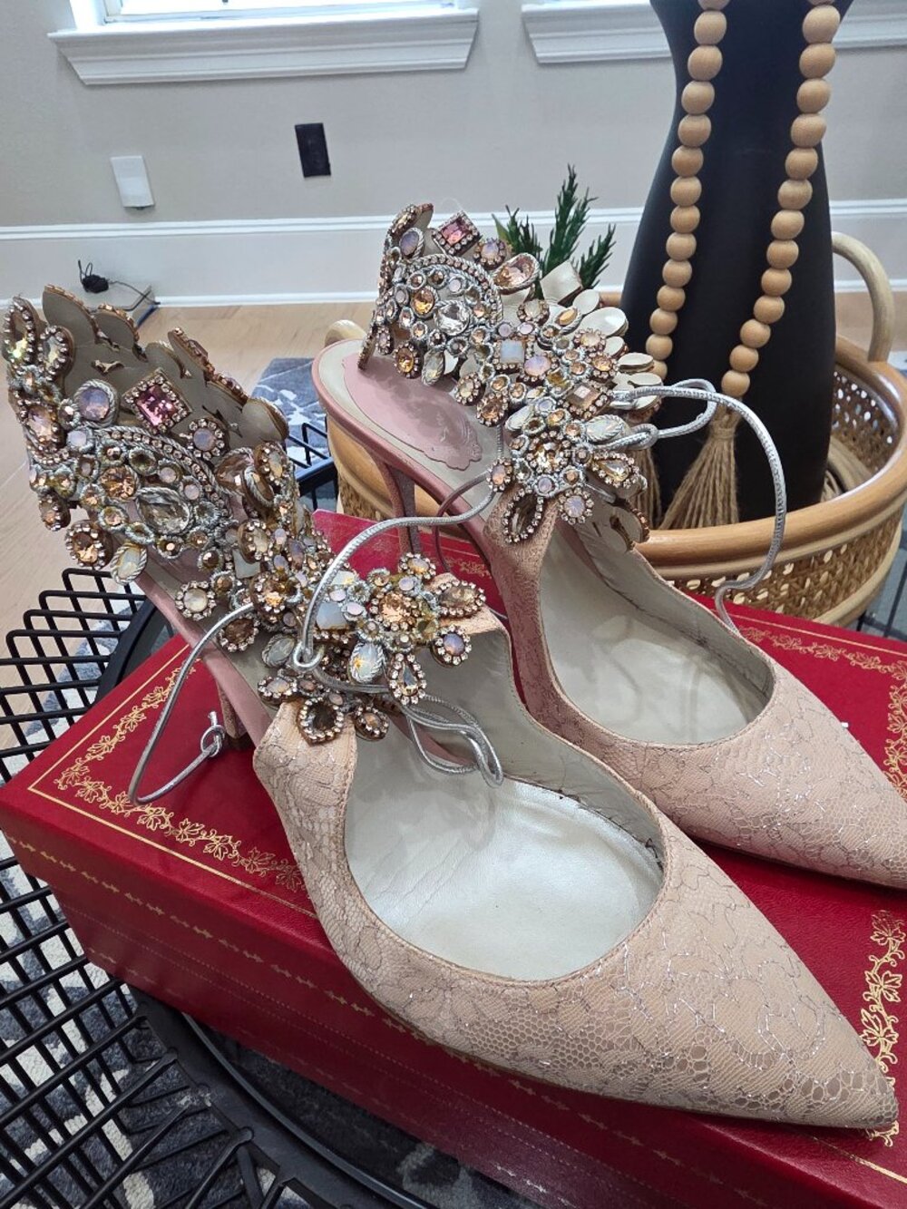 René Caovilla crystal-embellished heels Size 38- Preloved